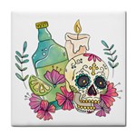 Tequila Sugar Skull Tile Coaster