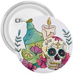 Tequila Sugar Skull 3  Button