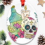 Tequila Sugar Skull Ornament (Oval)