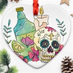 Tequila Sugar Skull Ornament (Heart)