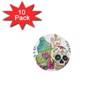 Tequila Sugar Skull 1  Mini Button (10 pack) 