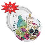 Tequila Sugar Skull 2.25  Button (100 pack)