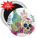 Tequila Sugar Skull 3  Magnet (10 pack)