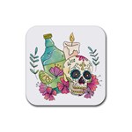 Tequila Sugar Skull Rubber Coaster (Square)