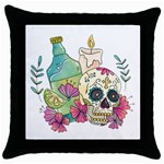 Tequila Sugar Skull Throw Pillow Case (Black)