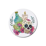 Tequila Sugar Skull Rubber Coaster (Round)