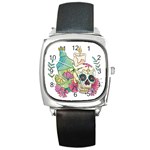 Tequila Sugar Skull Square Metal Watch