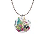 Tequila Sugar Skull 1  Button Necklace