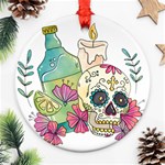 Tequila Sugar Skull Round Ornament (Two Sides)