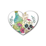 Tequila Sugar Skull Rubber Heart Coaster (4 pack)