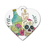 Tequila Sugar Skull Dog Tag Heart (One Side)