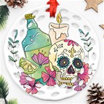 Tequila Sugar Skull Ornament (Round Filigree)