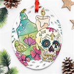 Tequila Sugar Skull Oval Filigree Ornament (Two Sides)