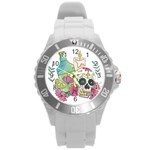 Tequila Sugar Skull Round Plastic Sport Watch (L)