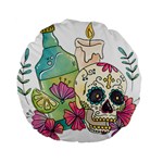 Tequila Sugar Skull Standard 15  Premium Round Cushion 