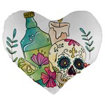 Tequila Sugar Skull Large 19  Premium Heart Shape Cushion