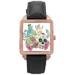 Tequila Sugar Skull Rose Gold Leather Watch 