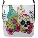 Tequila Sugar Skull Flap Closure Messenger Bag (S)