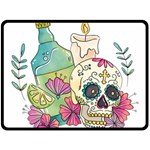 Tequila Sugar Skull Double Sided Fleece Blanket (Large)