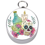 Tequila Sugar Skull Silver Compass