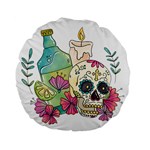 Tequila Sugar Skull Standard 15  Premium Flano Round Cushion 