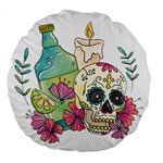 Tequila Sugar Skull Large 18  Premium Flano Round Cushion 