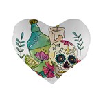 Tequila Sugar Skull Standard 16  Premium Flano Heart Shape Cushion 