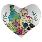 Tequila Sugar Skull Large 19  Premium Flano Heart Shape Cushion