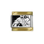 Halloween Skeleton Astronaut Gold Trim Italian Charm (9mm)