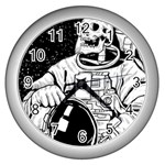 Halloween Skeleton Astronaut Wall Clock (Silver)