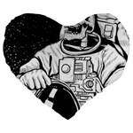 Halloween Skeleton Astronaut Large 19  Premium Flano Heart Shape Cushion