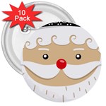 Santa Claus Face 3  Button (10 pack)