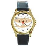 Santa Claus Face Round Gold Metal Watch