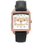 Santa Claus Face Rose Gold Leather Watch 