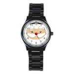 Santa Claus Face Stainless Steel Round Watch