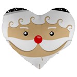 Santa Claus Face Large 19  Premium Flano Heart Shape Cushion