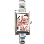 ugly christmas pig Rectangle Italian Charm Watch