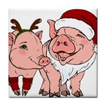 ugly christmas pig Tile Coaster