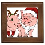 ugly christmas pig Framed Tile