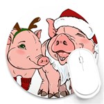 ugly christmas pig Round Mousepad