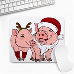 ugly christmas pig Large Mousepad