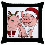 ugly christmas pig Throw Pillow Case (Black)