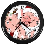 ugly christmas pig Wall Clock (Black)