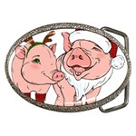 ugly christmas pig Belt Buckle