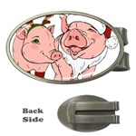 ugly christmas pig Money Clip (Oval)