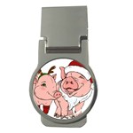 ugly christmas pig Money Clip (Round)