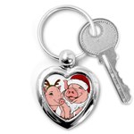 ugly christmas pig Key Chain (Heart)