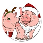 ugly christmas pig Magnet 5  (Round)