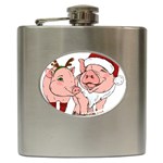 ugly christmas pig Hip Flask (6 oz)