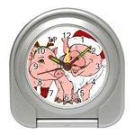 ugly christmas pig Travel Alarm Clock